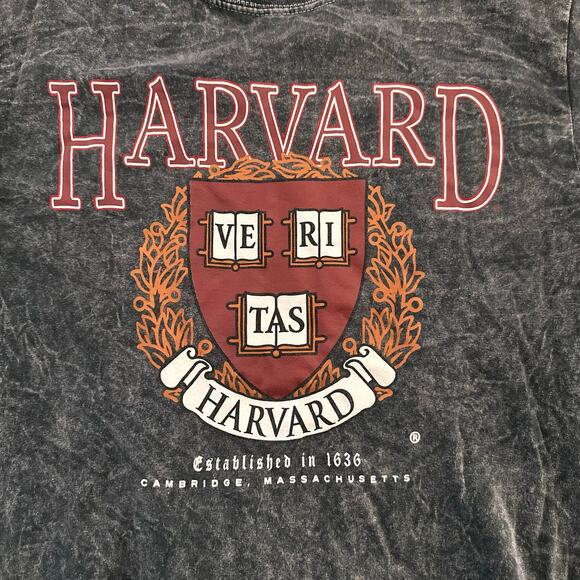 Harvard Grey Acid Washed Distressed Long Sleeve Shirt Size Men's Small - Picture 3 of 3